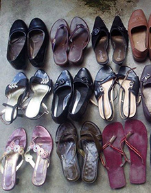 Shoes collected during the drive.